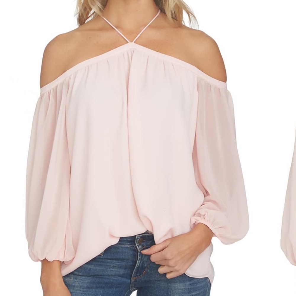 Off the Shoulder Sheer Chiffon Top